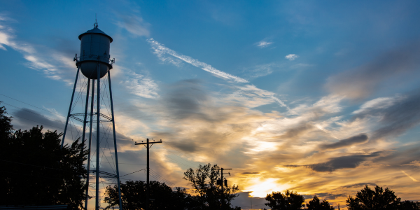 Watertown and sunset