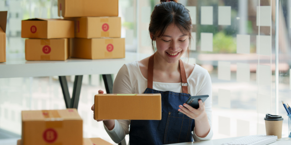 Business Owner processing accounts receivable