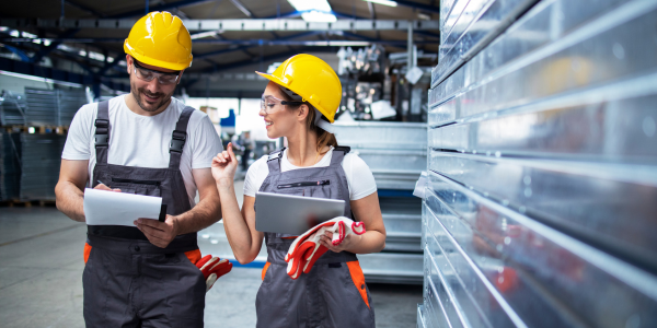 People working with hardhats on