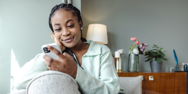 Girl looking at Star Bank MN App