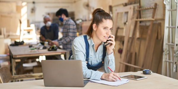Woman using voice banking