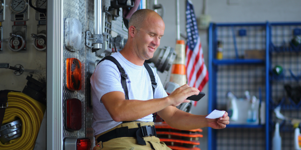 Fireman using mobile deposit